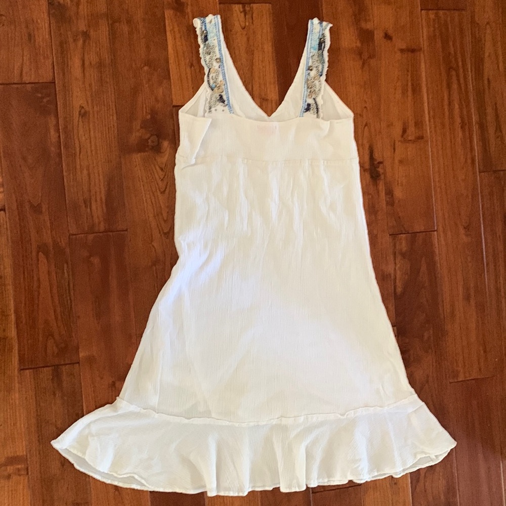 BCBG irls maxi dress Women's Medium (6/8) White crepe beaded BOHO lined sundress - Picture 9 of 14